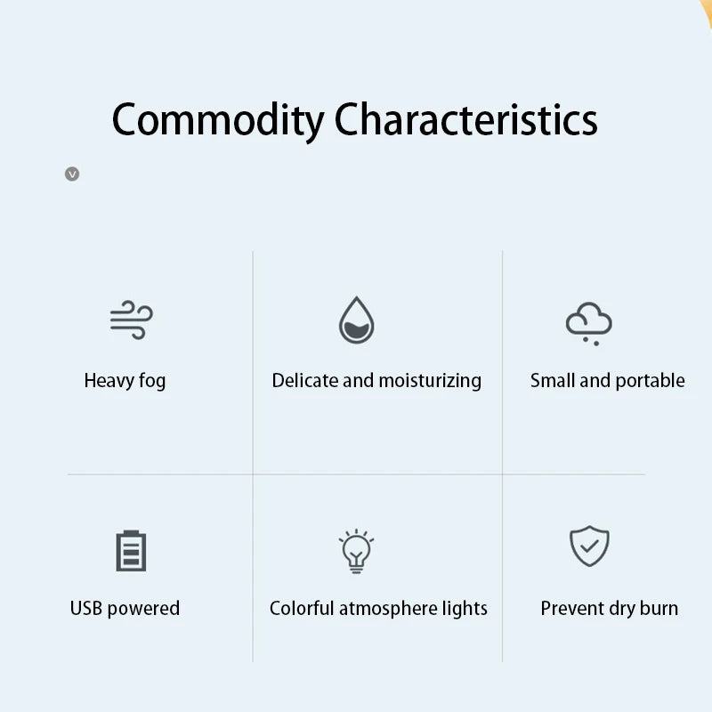 260ML USB Ultrasonic Air Humidifier LED Lamp Mini Essential Oil Diffuser Car Purifier Aroma Anion Mist Maker With Romantic Light