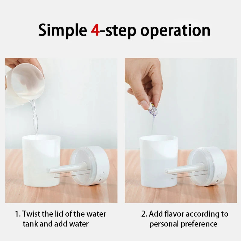 260ML USB Ultrasonic Air Humidifier LED Lamp Mini Essential Oil Diffuser Car Purifier Aroma Anion Mist Maker With Romantic Light