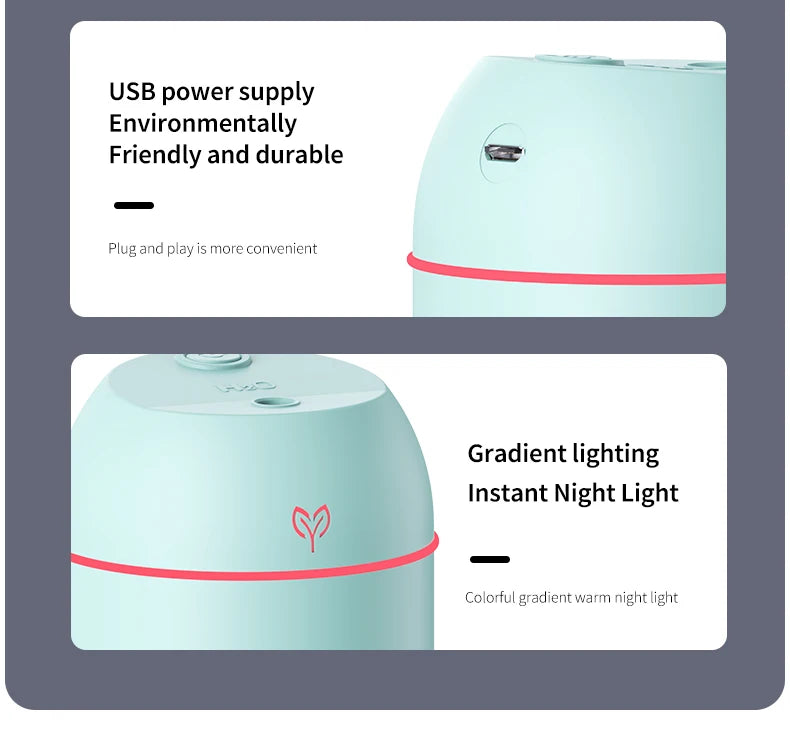 220ML big fog amount usb air humidifier Small desktop humidifier home intelligent car aromatreatment machine