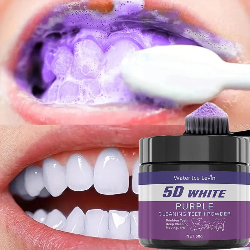 Purple Tooth Cleaning Powder - Sulfate-Free, Deep Cleaning and Polishing, Whitens Teeth in 5 Days, Portable for Daily Use and Travel