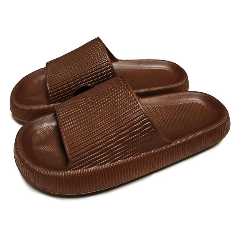 EVA Thick Sole 4cm Beach Slippers Cloud-Like Comfort Home Use Couple Height Increasing Indoor Solid Color Summer Sandals