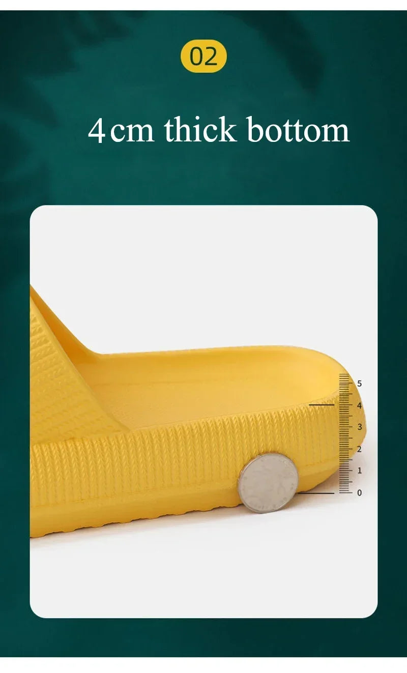 EVA Thick Sole 4cm Beach Slippers Cloud-Like Comfort Home Use Couple Height Increasing Indoor Solid Color Summer Sandals